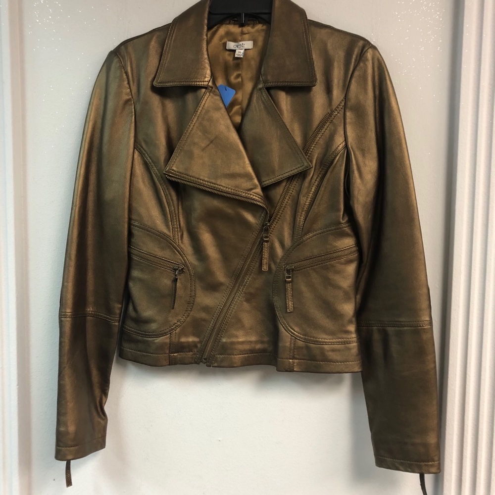 Cache Bronze Leather Jacket Gem